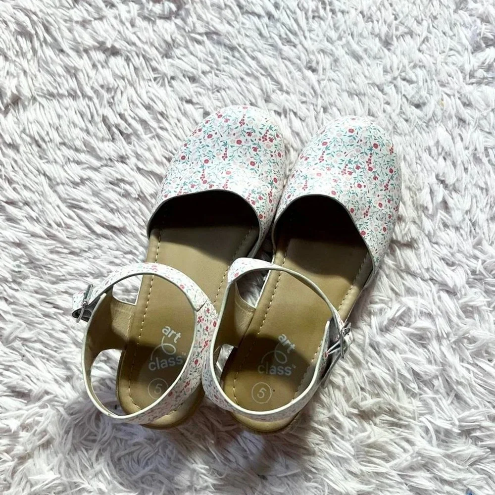 Floral Mary Jane Buckle‎ Cottage Core Whimsical Prairie Peasant Shoes Girls 5